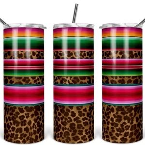 Colorful Leopard Serape Print 30 ounce Tumbler - Vibrant Western style